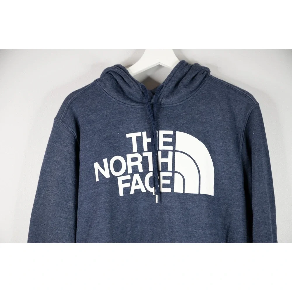 The‎ North Face Hoodie Mens Medium Blue White Pullover Graphic Sweatshirt